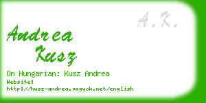 andrea kusz business card